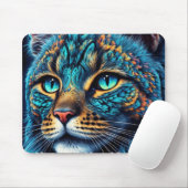 Cosmic Guardian Cat – Neon Galaxy Mandala Muismat (Met muis)