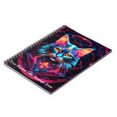 Cosmic Guardian Cat – Neon Galaxy Mandala Notitieboek (Linkerzijde)