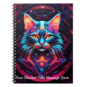 Cosmic Guardian Cat – Neon Galaxy Mandala Notitieboek (Voorkant)