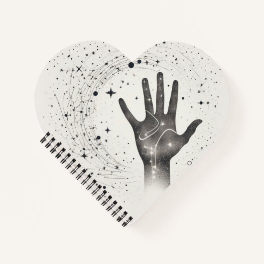 Cosmic Hand in Starry Galaxy – Surreal Spiritual S Notitieboek (Voorkant)