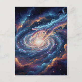 Cosmic Hand of Creation — Surreal Galaxy Art Briefkaart