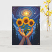 Cosmic Hands Verjaardagskaart Kaart (Gele Bloem)