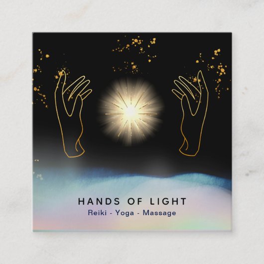 *~* Cosmic . Healing Hands Universe Stars Energy Vierkante Visitekaartje (Voorkant)