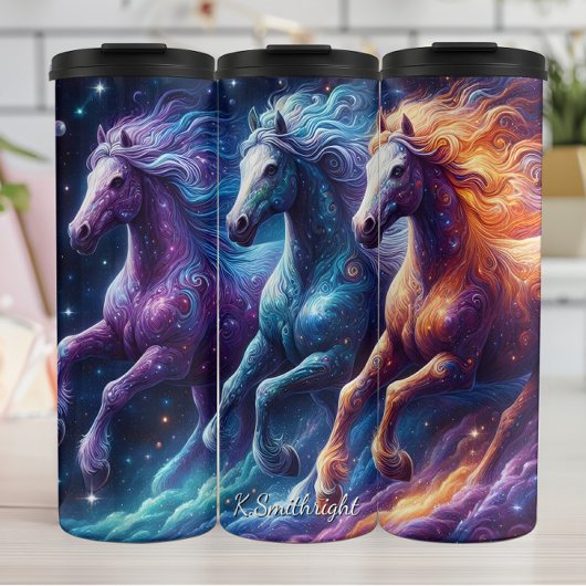 Cosmic Horses Galaxy Star Gallop Thermosbeker