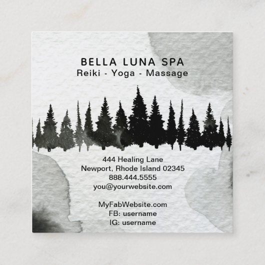 *~* Cosmic Howling Wolf Pines Mountain Shaman Vierkante Visitekaartje (Achterkant)