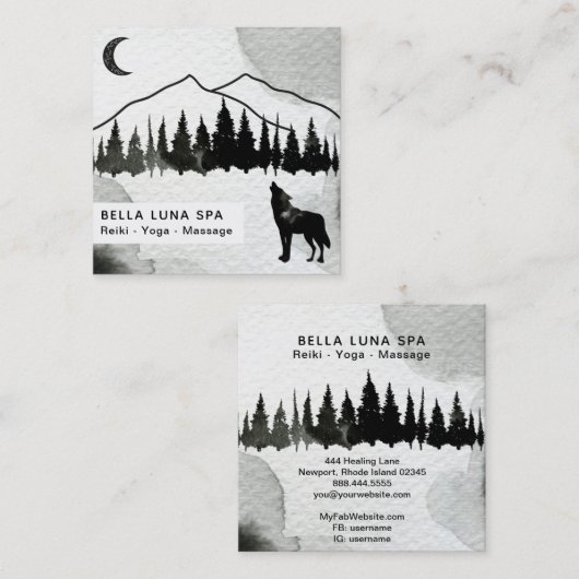 *~* Cosmic Howling Wolf Pines Mountain Shaman Vierkante Visitekaartje (Voorkant / Achterkant)