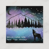 *~* Cosmic Howling Wolf Rainbow - Mountain Shaman  Vierkante Visitekaartje (Voorkant)