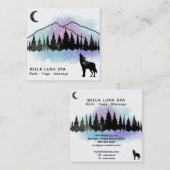 *~* Cosmic Howling Wolf Rainbow Mountain Shaman Vierkante Visitekaartje (Voorkant / Achterkant)