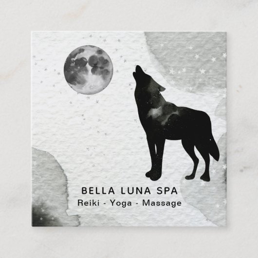 *~* Cosmic Howling Wolf Stars Shaman Moon Vierkante Visitekaartje (Voorkant)