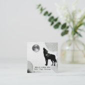 *~* Cosmic Howling Wolf Stars Shaman Moon Vierkante Visitekaartje (Staand voorkant)