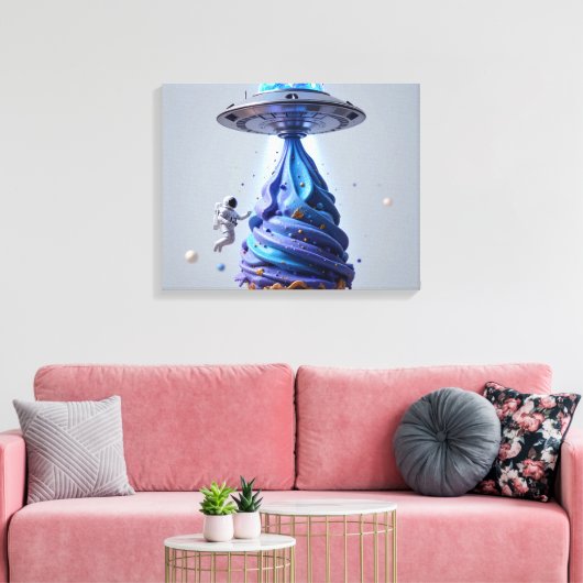 Cosmic Ice Cream Abduction Canvas Afdruk (Insitu (Woonkamer))