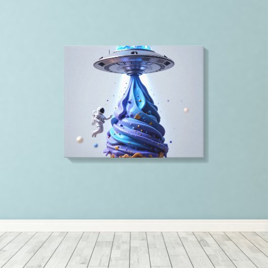 Cosmic Ice Cream Abduction Canvas Afdruk (Insitu (Houten vloer))