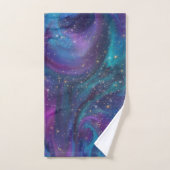 Cosmic Ink | Turquoise Blue Paars Galaxy Nebula Bad Handdoek (Handdoek)