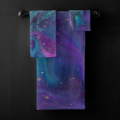 Cosmic Ink | Turquoise Blue Paars Galaxy Nebula Bad Handdoek
