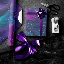 Cosmic Ink | Turquoise Blue Paars Galaxy Nebula Cadeaupapier