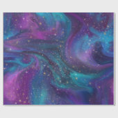 Cosmic Ink | Turquoise Blue Paars Galaxy Nebula Cadeaupapier (Vlak)