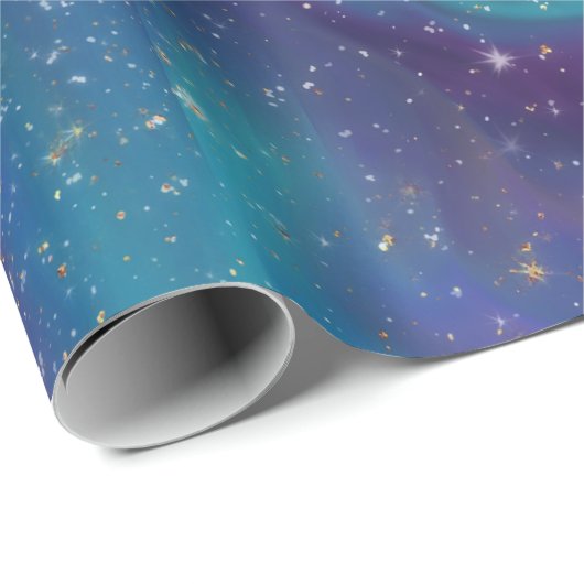 Cosmic Ink | Turquoise Blue Paars Galaxy Nebula Cadeaupapier (Rol Hoek)