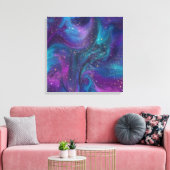 Cosmic Ink | Turquoise Blue Paars Galaxy Nebula Canvas Afdruk (Insitu (Woonkamer))
