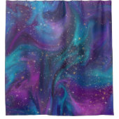 Cosmic Ink | Turquoise Blue Paars Galaxy Nebula Douchegordijn (Voorkant)