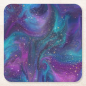 Cosmic Ink | Turquoise Blue Paars Galaxy Nebula Kartonnen Onderzetters (Voorkant)
