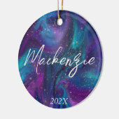 Cosmic Ink | Turquoise Blue Paars Galaxy Nebula Keramisch Ornament (Links)