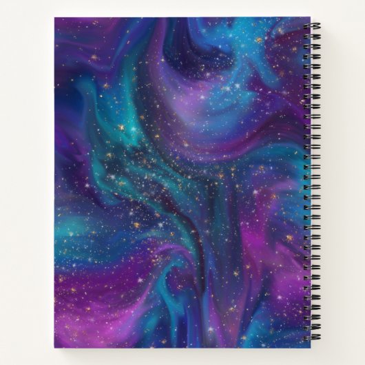 Cosmic Ink | Turquoise Blue Paars Galaxy Nebula Notitieboek (Achterkant)