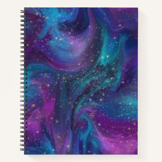 Cosmic Ink | Turquoise Blue Paars Galaxy Nebula Notitieboek (Voorkant)