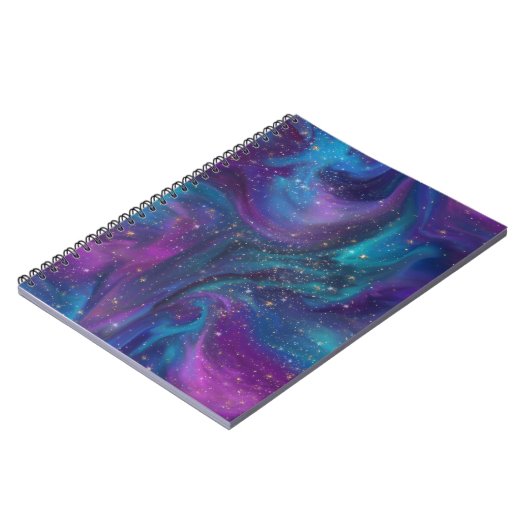 Cosmic Ink | Turquoise Blue Paars Galaxy Nebula Notitieboek (Linkerzijde)