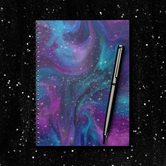 Cosmic Ink | Turquoise Blue Paars Galaxy Nebula Notitieboek