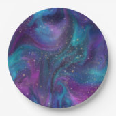 Cosmic Ink | Turquoise Blue Paars Galaxy Nebula Papieren Bordje (Voorkant)