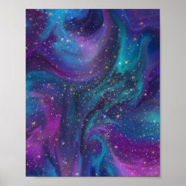 Cosmic Ink | Turquoise Blue Paars Galaxy Nebula Poster
