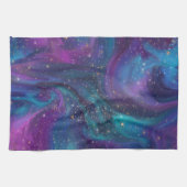 Cosmic Ink | Turquoise Blue Paars Galaxy Nebula Theedoek (Horizontaal)