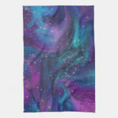 Cosmic Ink | Turquoise Blue Paars Galaxy Nebula Theedoek (Verticaal)