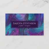 Cosmic Ink | Turquoise Blue Paars Galaxy Nebula Visitekaartje (Voorkant)