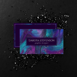 Cosmic Ink | Turquoise Blue Paars Galaxy Nebula Visitekaartje