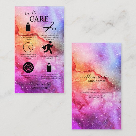 Cosmic Ink Turquoise Blue Roze gradiëntkaars Visitekaartje (Voorkant / Achterkant)