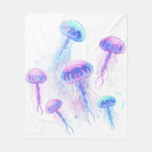 Cosmic Jellyfish Glow Fleece Deken (Voorkant)
