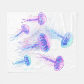 Cosmic Jellyfish Glow Fleece Deken (Voorkant (Horizontaal))