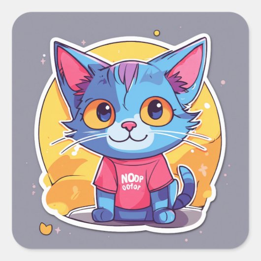 Cosmic Kat Vierkante Sticker (Voorkant)
