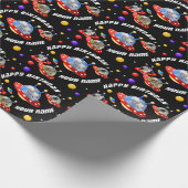 Cosmic Kitten Twins in Flying Saucer UFO Sci-fi Wr Cadeaupapier (Hoek)