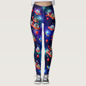 Cosmic Kittens in Alien Spaceship UFO Sci-fi Scene Leggings (Voorkant)