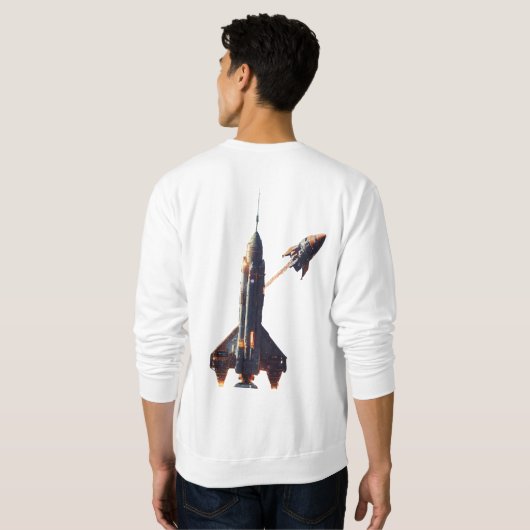 Cosmic Liftoff: Spaceship Launch T - shirts (Achterkant volledig)