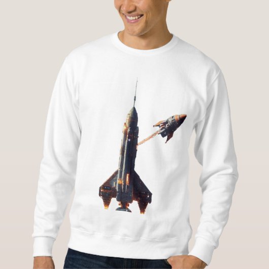 Cosmic Liftoff: Spaceship Launch T - shirts (Voorkant)