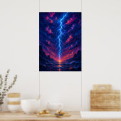 Cosmic Lightning Storm over de bergen Poster (Keuken)