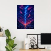 Cosmic Lightning Storm over de bergen Poster (Thuiskantoor)