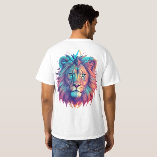 Cosmic Lion geometrisch T-shirt ontwerp (Achterkant volledig)