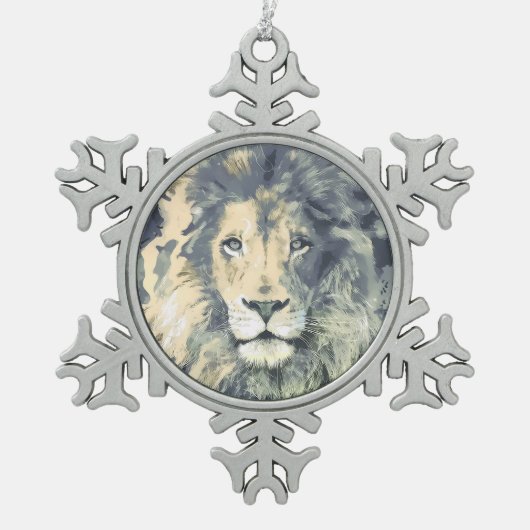 COSMIC LION KING | Pewter Snowflake Ornament (Voorkant)