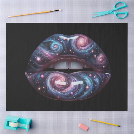 Cosmic Lips Pop Art Surrealisme Decoupage Papier (Craft)