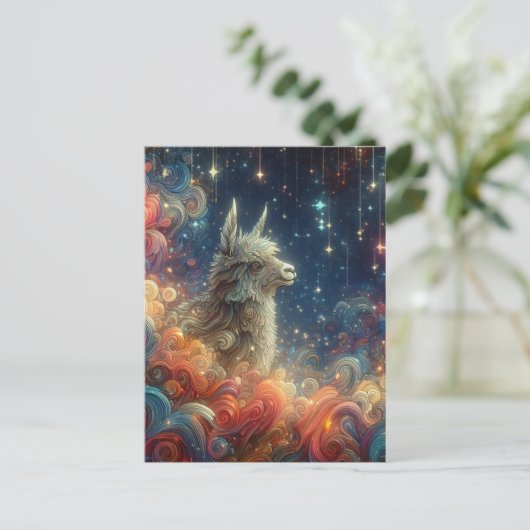 Cosmic Llama Briefkaart (Staand voorkant)