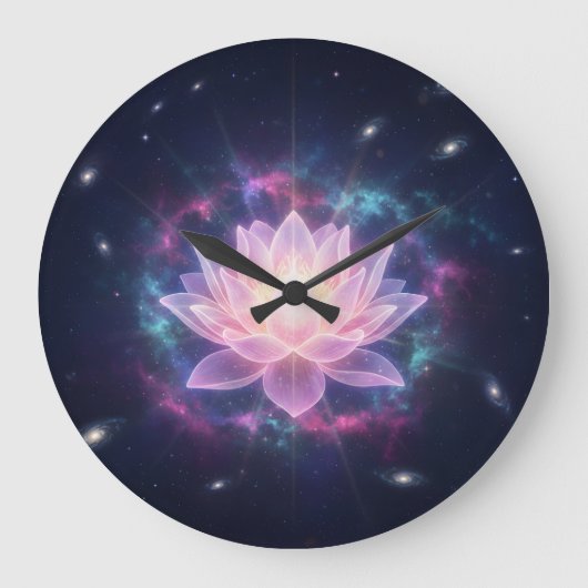 Cosmic Lotus Bloom - Spiritual Divine Radiance Grote Klok (Voorkant)